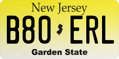 NJ license plate B80ERL