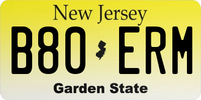 NJ license plate B80ERM