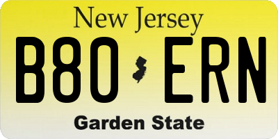 NJ license plate B80ERN