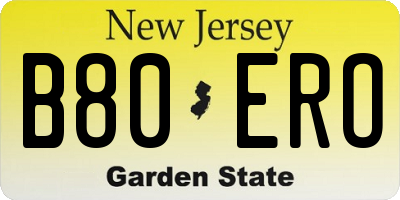 NJ license plate B80ERO