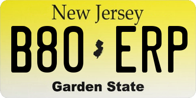 NJ license plate B80ERP