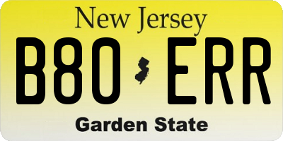 NJ license plate B80ERR