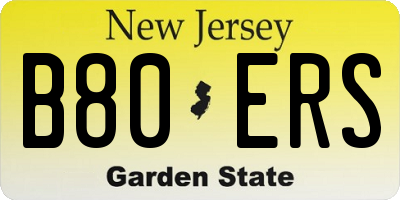 NJ license plate B80ERS
