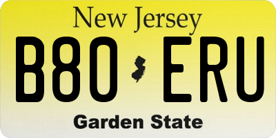 NJ license plate B80ERU