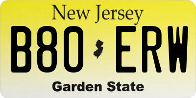 NJ license plate B80ERW