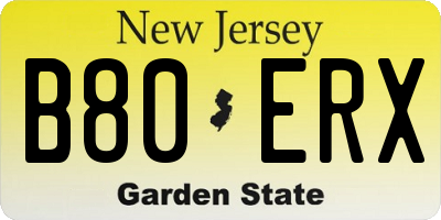 NJ license plate B80ERX