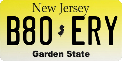 NJ license plate B80ERY