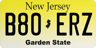 NJ license plate B80ERZ