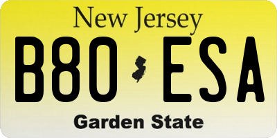 NJ license plate B80ESA