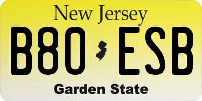 NJ license plate B80ESB