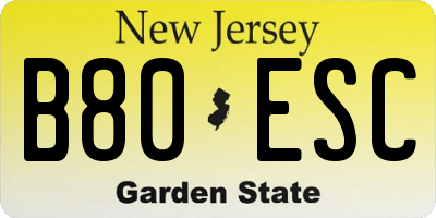 NJ license plate B80ESC