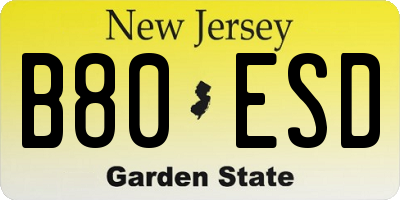 NJ license plate B80ESD