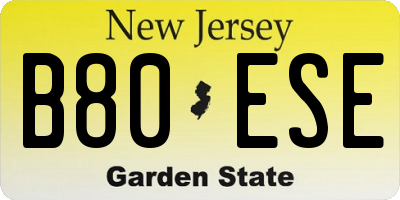 NJ license plate B80ESE