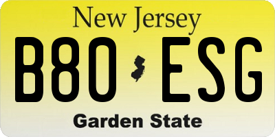 NJ license plate B80ESG