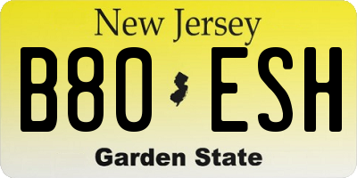 NJ license plate B80ESH