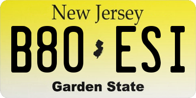 NJ license plate B80ESI