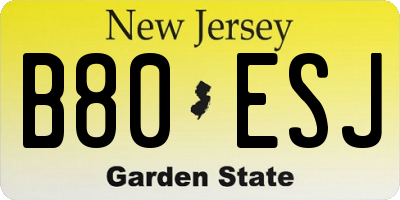 NJ license plate B80ESJ
