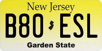 NJ license plate B80ESL