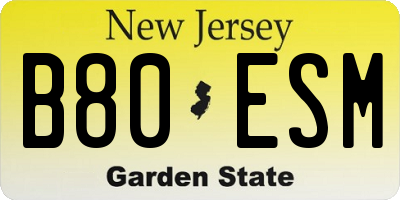 NJ license plate B80ESM