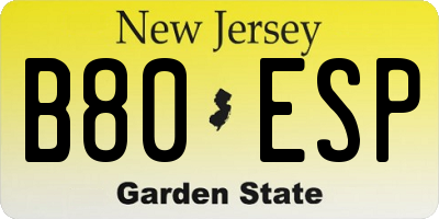 NJ license plate B80ESP