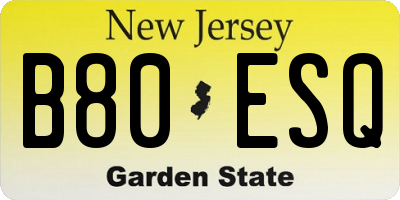 NJ license plate B80ESQ