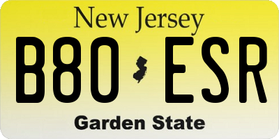 NJ license plate B80ESR