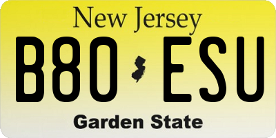 NJ license plate B80ESU