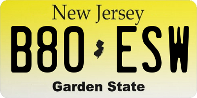 NJ license plate B80ESW