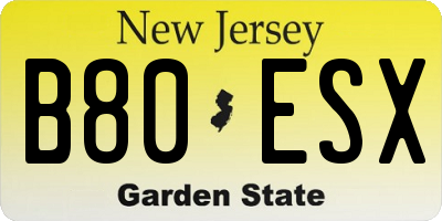 NJ license plate B80ESX