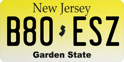 NJ license plate B80ESZ