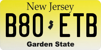 NJ license plate B80ETB