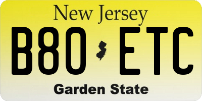 NJ license plate B80ETC