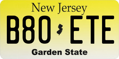 NJ license plate B80ETE