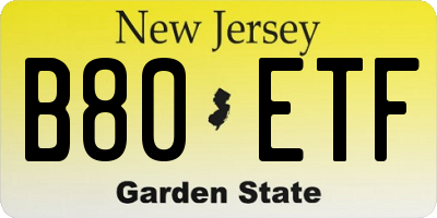 NJ license plate B80ETF