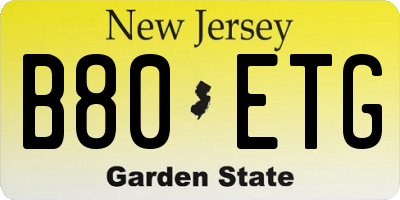 NJ license plate B80ETG