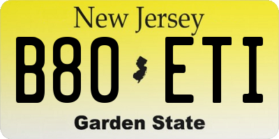 NJ license plate B80ETI