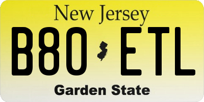 NJ license plate B80ETL