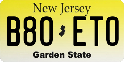 NJ license plate B80ETO