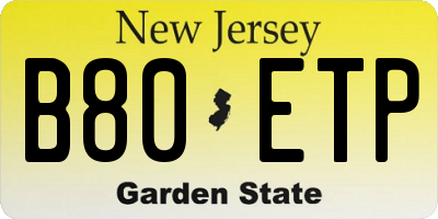 NJ license plate B80ETP