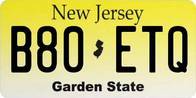 NJ license plate B80ETQ