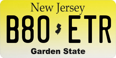 NJ license plate B80ETR