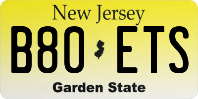 NJ license plate B80ETS