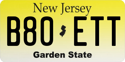 NJ license plate B80ETT