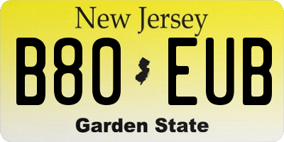 NJ license plate B80EUB