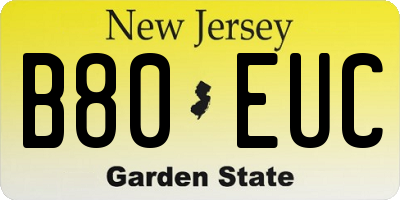 NJ license plate B80EUC