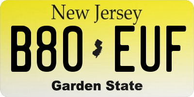 NJ license plate B80EUF