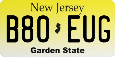 NJ license plate B80EUG
