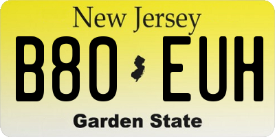 NJ license plate B80EUH