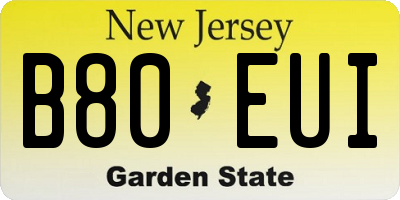 NJ license plate B80EUI