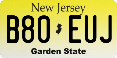 NJ license plate B80EUJ